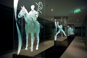 BESPOKE EDGE-LIT FLOOR TO CEILING GLASS GRAPHICS - CORPORATE TECHNOLOGY FACILITY SYDNEY